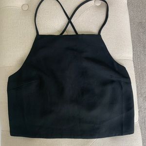 Black tie back crop top